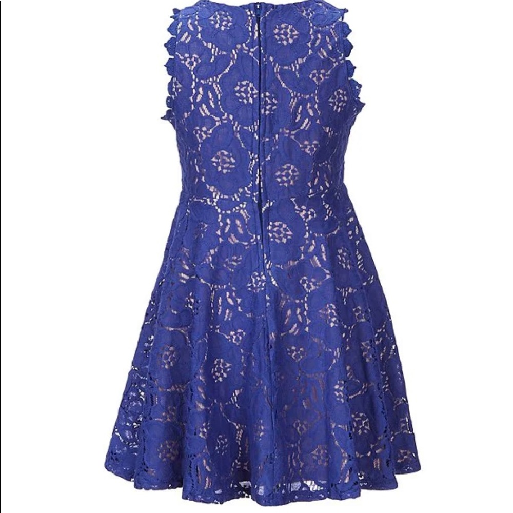 Girls size 12 Two-Tone-Lace Fit-And-Flare Dress in Blue.